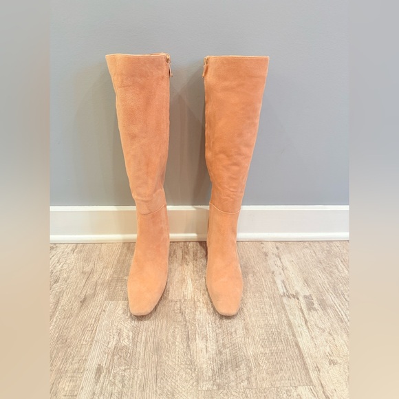 NEW Sam Edelman Suede Tan Heeled Knee High Boots - Picture 4 of 16